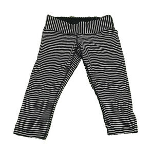 Lululemon Wunder Under Crop Legging Black White Stripe High Rise Pant Women 10